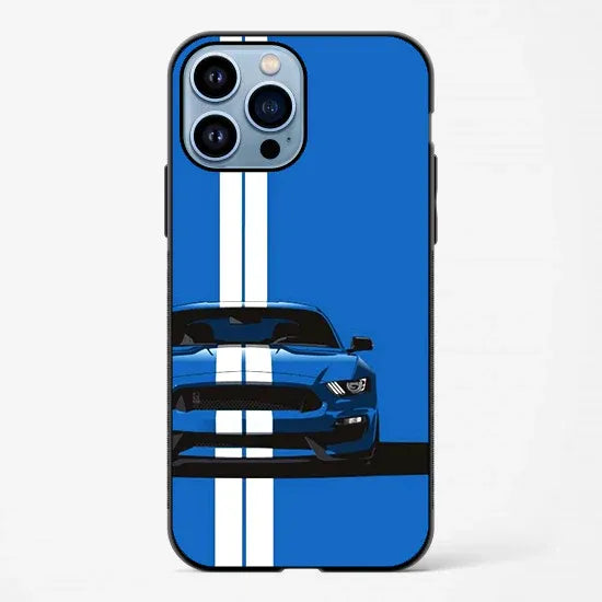 Blue Car White Stripes