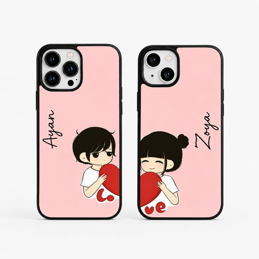 Custom Name Printed Couple Premium Glossy Cases