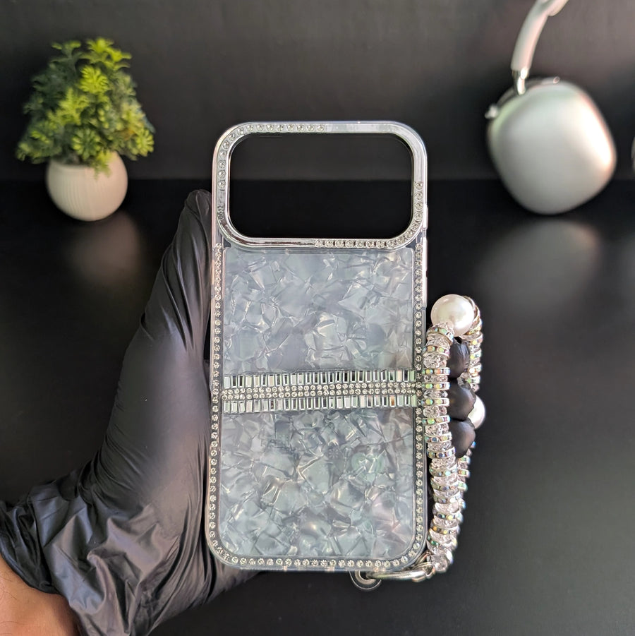 Pearl Shine Diamond Case with Crystal Wrist Strap